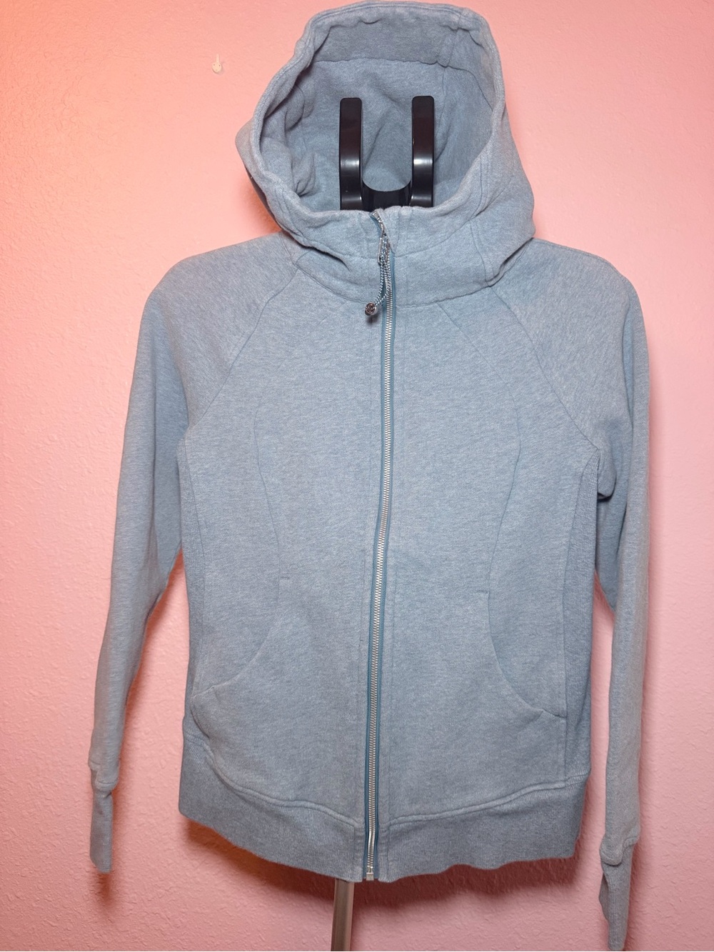 lululemon athletica scuba Heather Light Gray /blue Full-Zip Hoodie Jacket